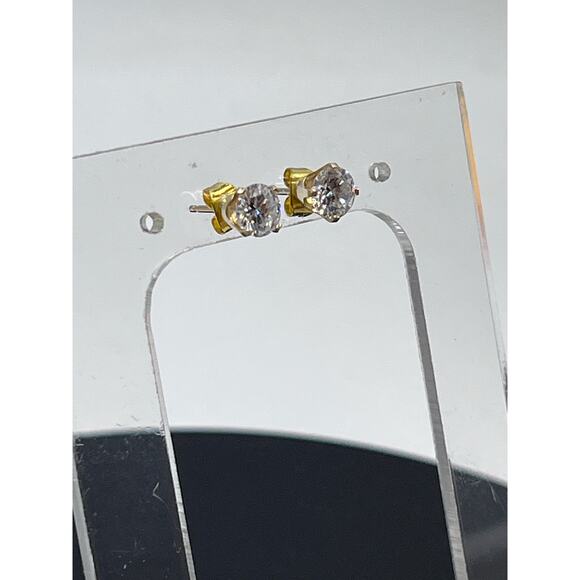 DRT 14K Yellow Gold 5 mm Solitaire Round Prong 1.00 ctw CZ Stud Earring - Picture 16 of 16